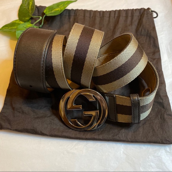 ❌SOLD❌Gucci Canvas & Leather Men’s Double G Belt - Picture 8 of 9